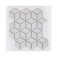 Gloss Hexacube 30.5cm x 26.5cm 3D White Mosaic Tiles