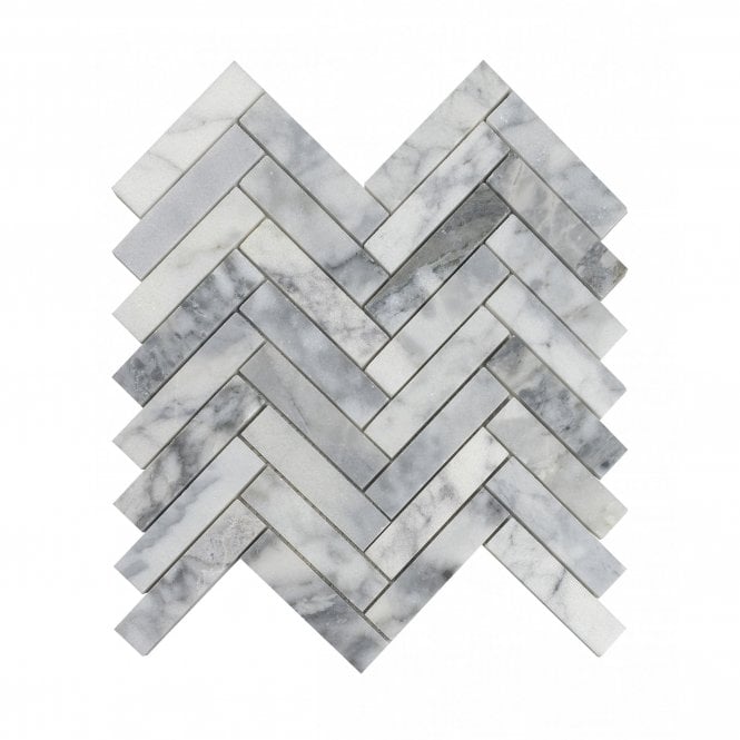 Goya Honed Marble 28cm x 30.5cm Herringbone Mosaic Tile