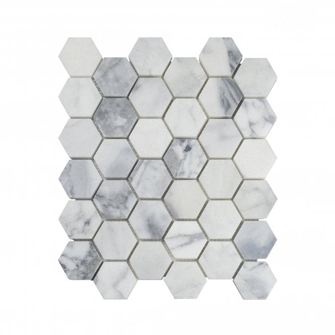 Goya Honed Marble 28cm x 30.5cm Hexagon Mosaic Tile