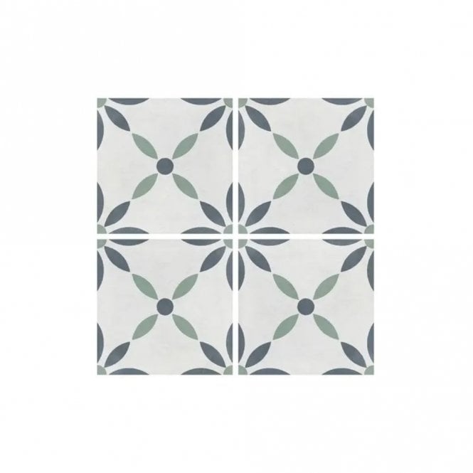Havana White Flower 20cm x 20cm Wall & Floor Tile
