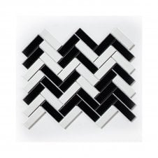 Herringbone Black and White Matt 31.8cm x 24.7cm Wall Mosaic
