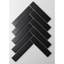 Herringbone Black Matt 20.9cmx 24.7cm (3.2cmx 14.5cm) Wall Mosaic