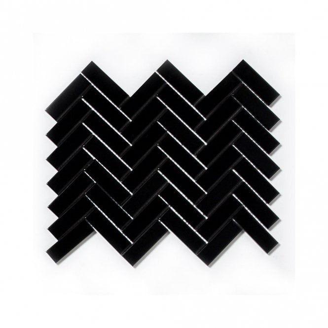 Herringbone Black Matt 31.8cm x 24.7cm Wall Mosaic
