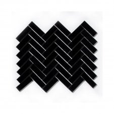 Herringbone Black Matt 31.8cm x 24.7cm Wall Mosaic