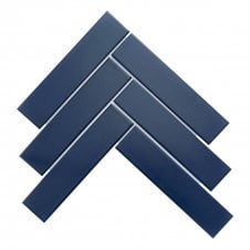 Herringbone Denim Blue Matt 20.4cm x 28cm (4.5cm x 19.5cm) Wall & Floor Mosaic