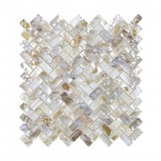 Herringbone Mother Of Pearl White (1.5cm x 3cm) 27cm x 28.7cm Mosaic Tile