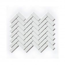 Herringbone White Gloss 31.8cm x 24.7cm Wall & Floor Mosaic