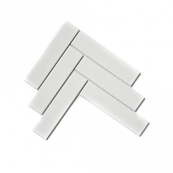 Herringbone White Matt 20.4cm x 28cm (4.5cm x 19.5cm) Wall & Floor Mosaic