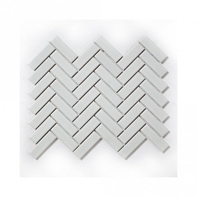 Herringbone White Matt 31.8cm x 24.7cm Wall Mosaic