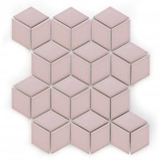 Hexacube 3D Gloss Pink 30.5cm x 26.5cm Mosaic