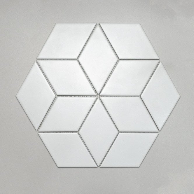 Hexacube 3D XL Matt White 34.5cm x 30cm Mosaic