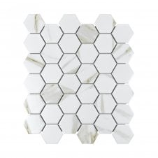 Hexagon Calacatta Matt (5.1cm x 5.9cm) 32.5cm x 28.1cm Mosaic Tile
