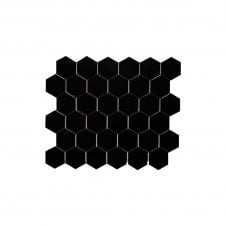 Hexagon Gloss Black (5.1 cm x 5.9cm) 32cm x 28cm Mosaic Tile