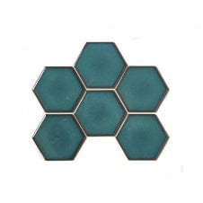Hexagon Gloss Teal (9.5cm x 9.5cm) 25.6cm x 19.7cm Wall Mosaic