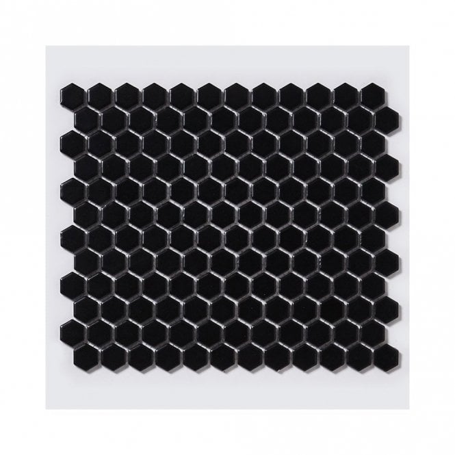 Hexagon Matt Black (2.3cm x 2.3cm) 30cm x 26cm Mosaic Tile