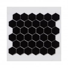 Hexagon Matt Black (5.1 cm x 5.9cm) 32cm x 28cm Mosaic Tile