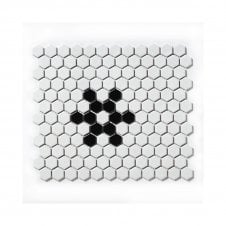 Hexagon Matt Black & White Snow (2.3cm x 2.3cm) 30m x 26cm Mosaic Tile