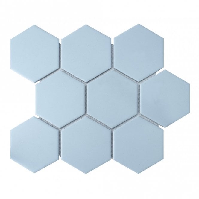Hexagon Matt Blue Mosaic (9.5cm x 9.5cm) 29.5cm x 25.6cm Wall & Floor Tile