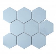 Hexagon Matt Blue Mosaic (9.5cm x 9.5cm) 29.5cm x 25.6cm Wall & Floor Tile