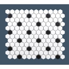 Hexagon Matt White & Black (2.3cm x 2.3cm) 30cm x 26cm Mosaic Tile
