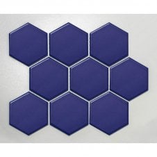 Hexagon Oxford Blue Matt Mosaic (9.5cm x 9.5cm) 29.5cm x 25.6cm Wall & Floor Tile