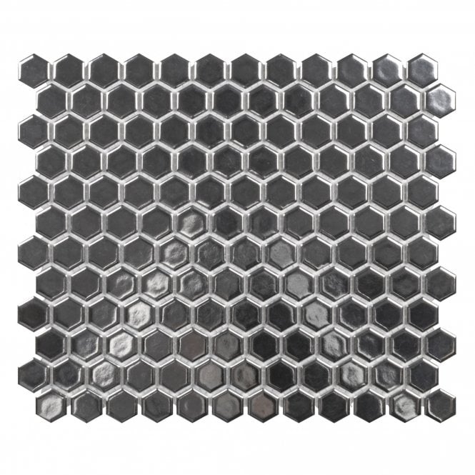 Hexagon Silver (2.3cm x 2.3cm) 30cm x 26cm Mosaic Tile