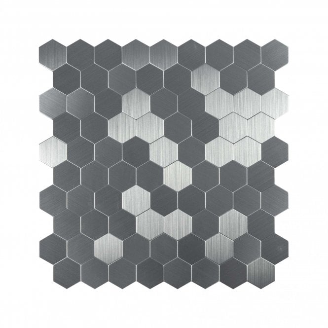 Hexagon Steel 30cm x 30cm Peel & Stick Mosaic Tile