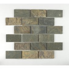 Indian Slate Multicolour (4.8cm x 9.8cm) 30.2cm x 30.2cm Wall & Floor Mosaic Sheet