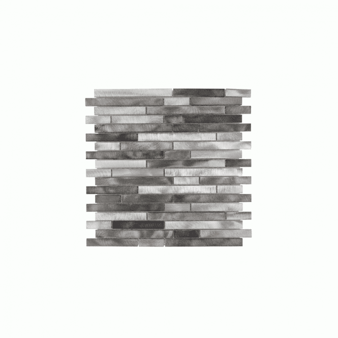 Interlocking Aluminium Brushed Steel Silver Grey Mix 30cm x 30cm Mosaic