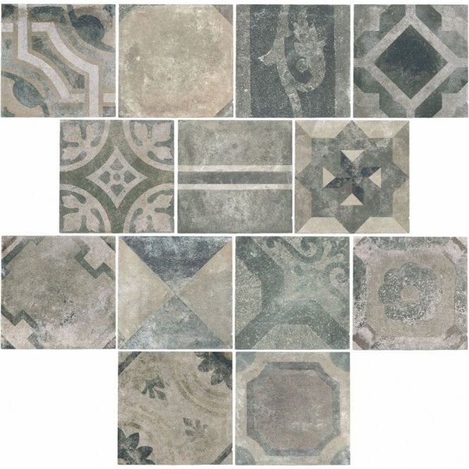 Italian Design Heritage Cendre Deco 33.3cm x 33.3cm Wall & Floor Tile
