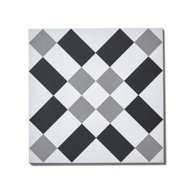 Italian Design Patchwork B&W 02 20cm x 20cm Wall & Floor Tile