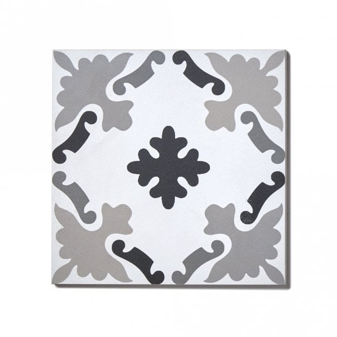 Italian Design Patchwork B&W 03 20cm x 20cm Wall & Floor Tile