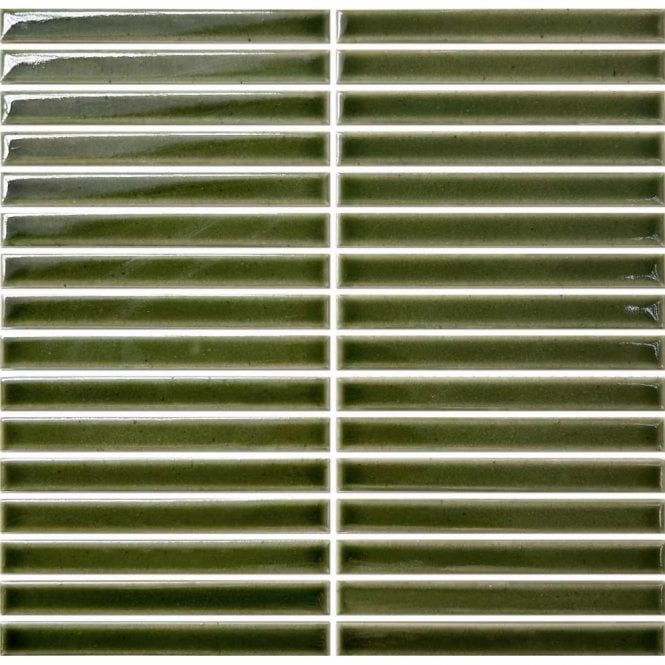 Kit Kat Kiwi Green Gloss 29.7cm x 29.7cm (1.5cm x 14.5cm) Mosaic Tile
