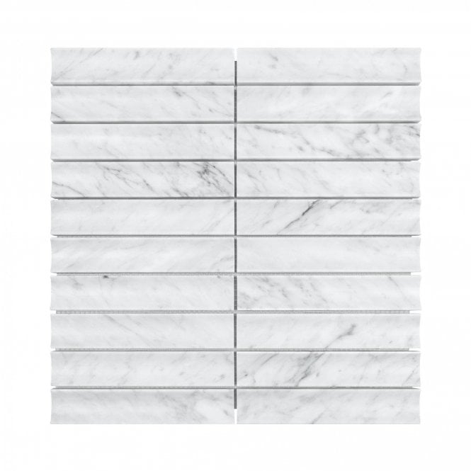 KitKat Concave Carrara White 30.5cm x 31.8cm (3cm x 15.2cm) Mosaic Wall Tile