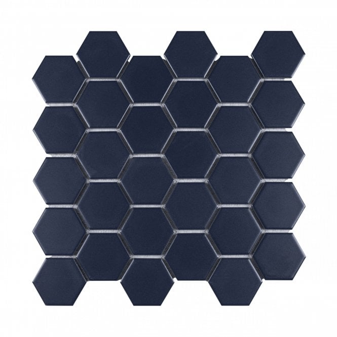 La Maison Denim Blue 27.2cm x 28.2cm (5.1cm x 5.9cm) Hexagon Mosaic Tile
