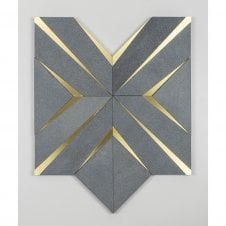 Labrynth Basalt Stone and Gold Brass 30.5cm x 30.5cm Mosaic Tile