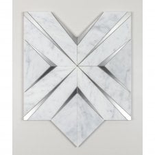 Labrynth Carrara Marble and Brushed Steel 30.5cm x 30.5cm Mosaic Tile