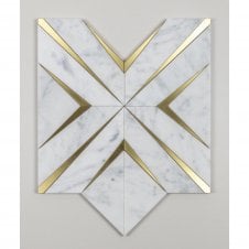 Labrynth Carrara Marble and Gold Brass 30.5cm x 30.5cm Mosaic Tile