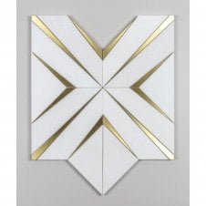 Labrynth Thassos Marble and Gold Brass 30.5cm x 30.5cm Mosaic Tile