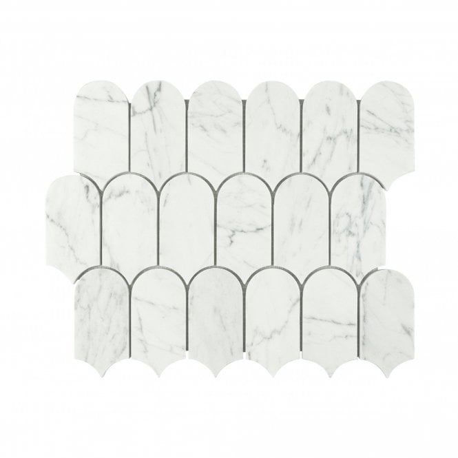 Lantern Carrara White Marble (5cm x 10.2cm) 25.4cm x 30.4cm Mosaic Tile