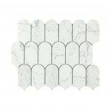 Lantern Carrara White Marble (5cm x 10.2cm) 25.4cm x 30.4cm Mosaic Tile