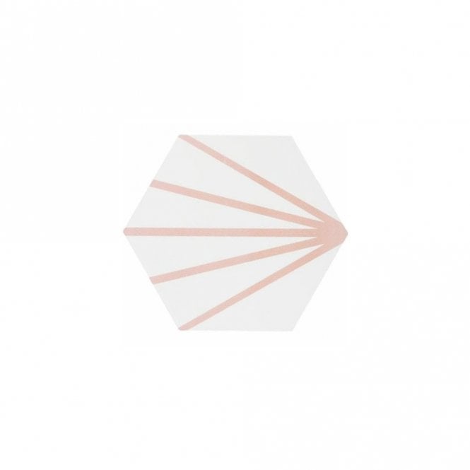 Lily Hex Hexagon Blush Rose Line 22.8cm x 19.8cm Wall & Floor Tile