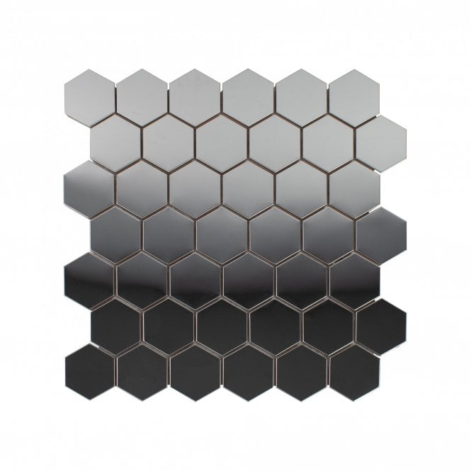 Lux Silver Hexagon Gloss (4.8cm x 4.8cm) 30cm x 30cm Mosaic Tile