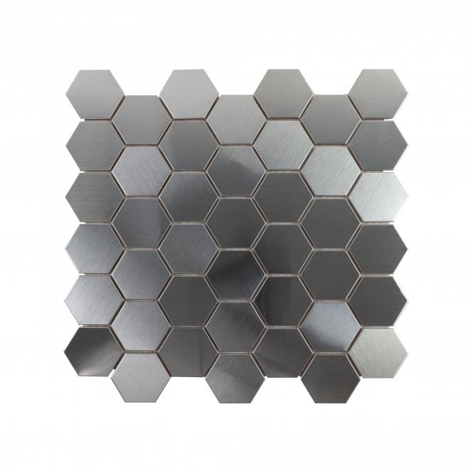 Lux Silver Hexagon Matt (4.8cm x 4.8cm) 30cm x 30cm Mosaic Tile