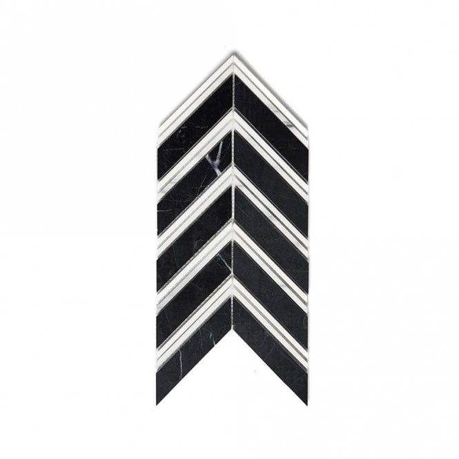 Marmi Black Marble Polished 27.5cm x 15cm Mosaic Tile