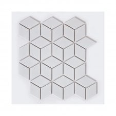 Matt Hexacube 3D White Mosaic Tiles