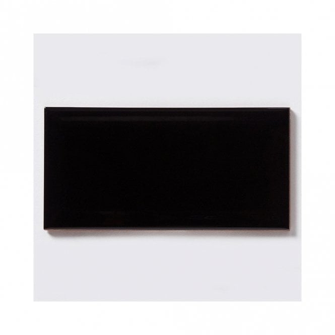 Metro Brick Gloss Black 10cm x 20cm Wall Tile