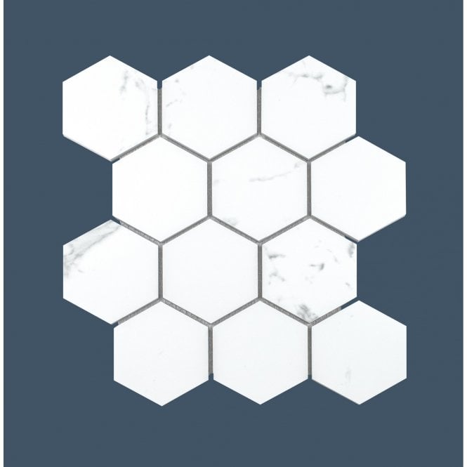 Mont Blanc Statuario Hexagon Mosaic (7.3cm x 7.3cm) 26cm x 27.8cm Wall & Floor Tile