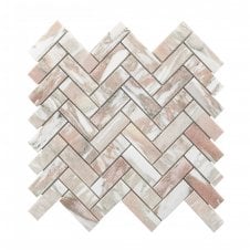 Norwegian Rose Honed Marble 30.5cm x 32.5cm Herringbone Mosaic Tile