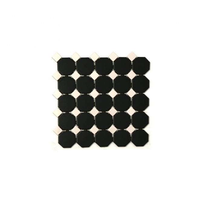 Octagon Black White Matt & Gloss (5.5cm x 5.5cm) 29.5cm x 29.5cm Mosaic Tile